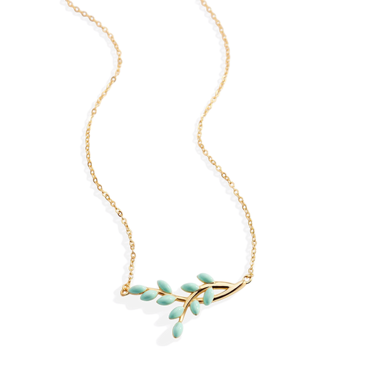 Enamel Leaf Pendant Necklace — Vanny Jewels