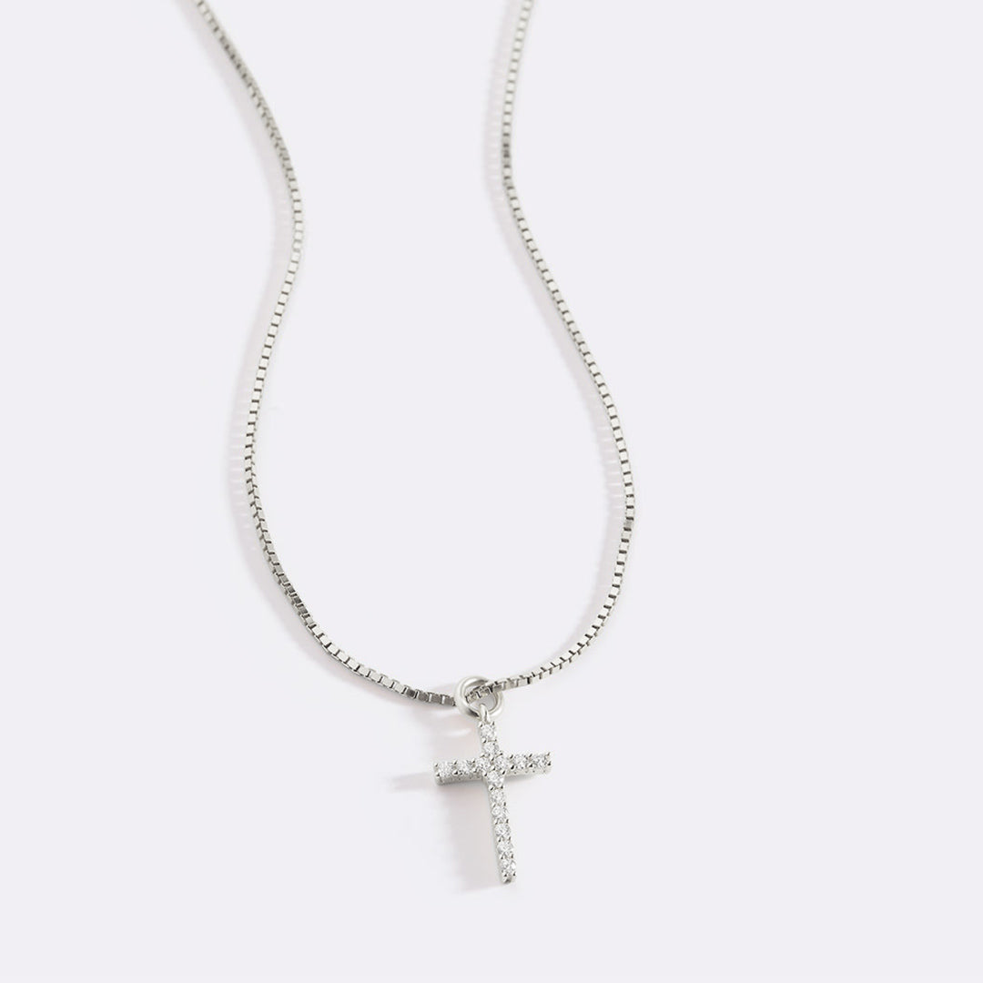 Pave Cross Necklace in 925 sterling silver