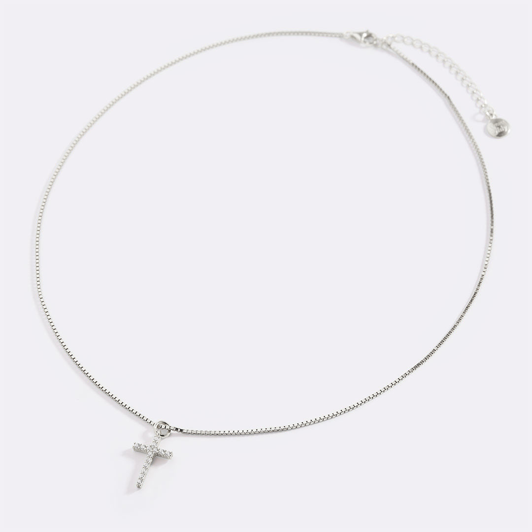 Pave Cross Necklace in 925 sterling silver