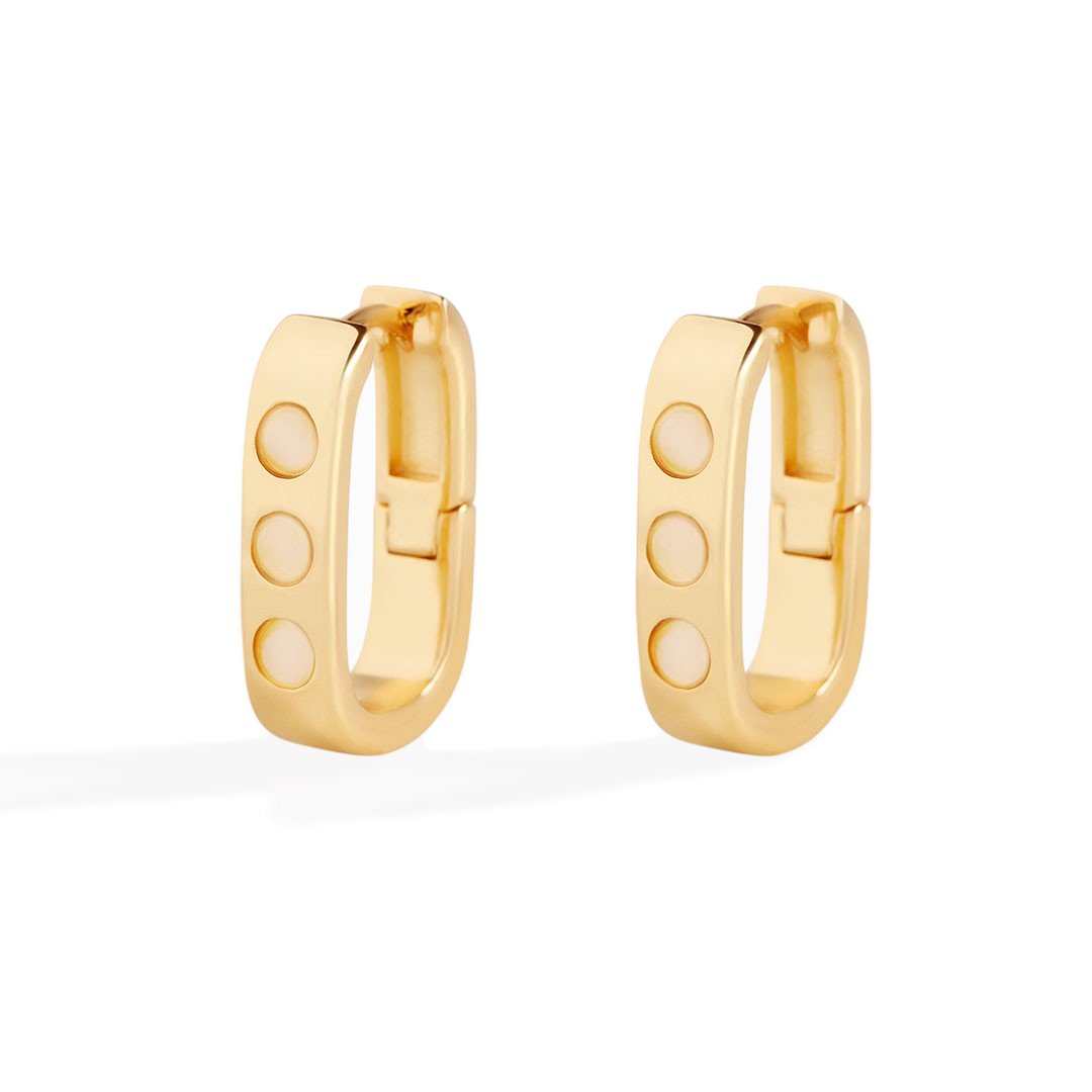 Pearl Block Statement Hoops in 18k Gold — Vanny Jewels