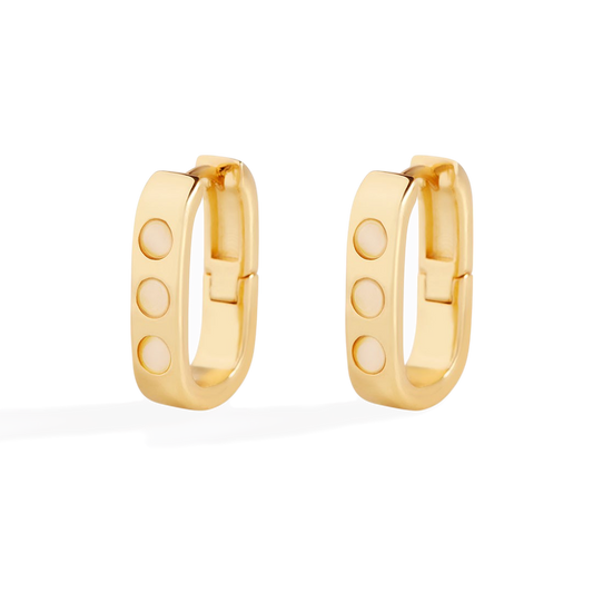 Pearl Block Statement Hoops in 18k Gold — Vanny Jewels
