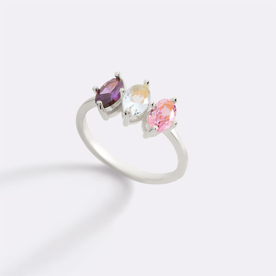 Birthstone Marquis-Cut Ring in 925 sterling silver