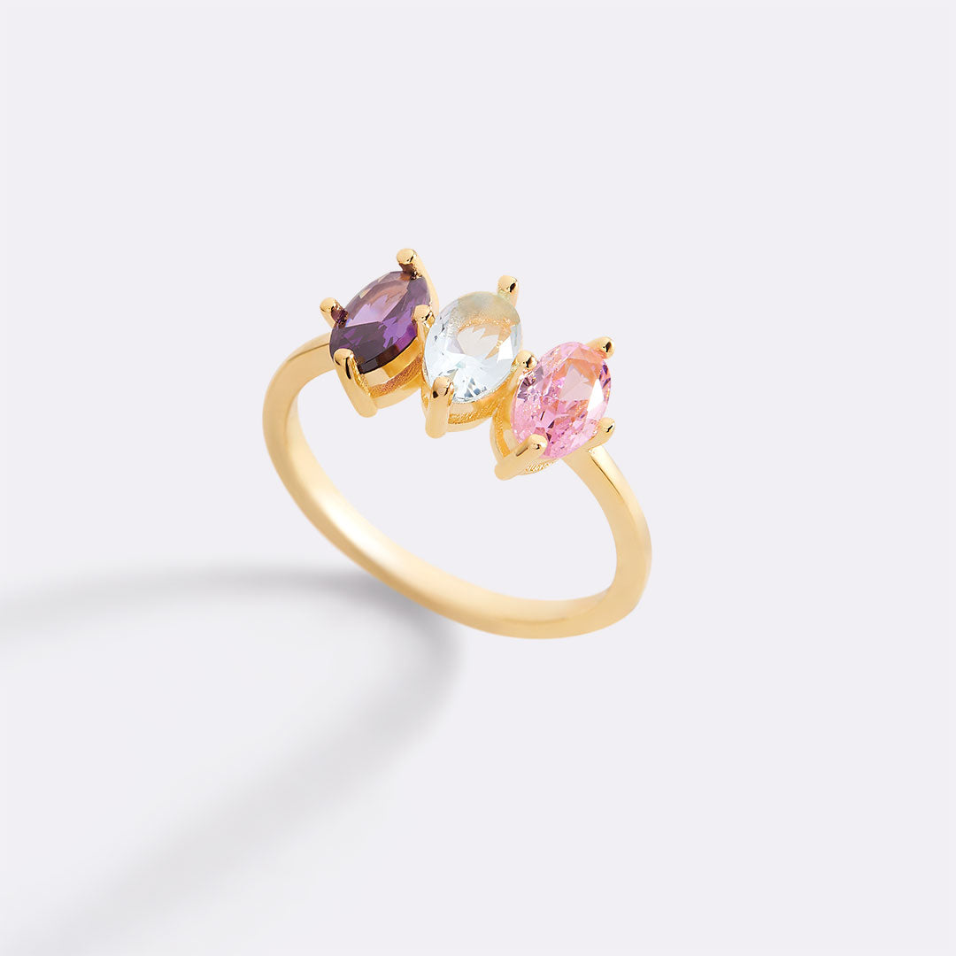 Geburtsstein-Ring im Marquise-Schliff