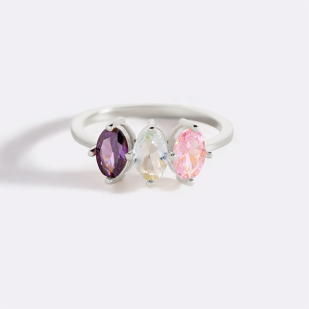Birthstone Marquis-Cut Ring in 925 sterling silver