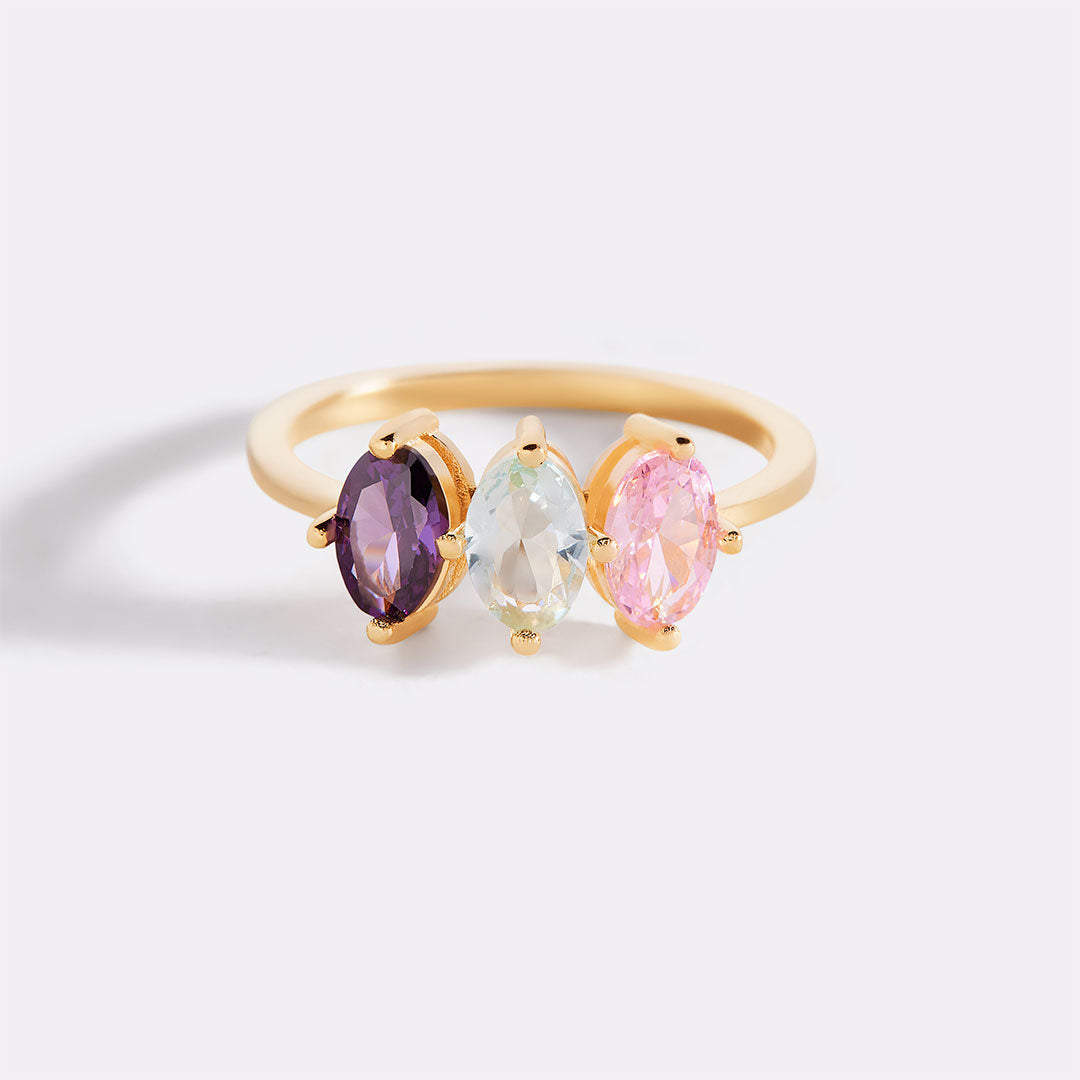Geburtsstein-Ring im Marquise-Schliff