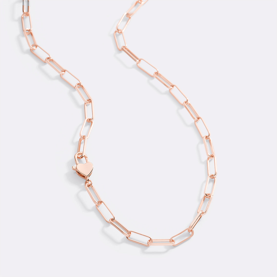 Heart Padlock Necklace in rose gold tone
