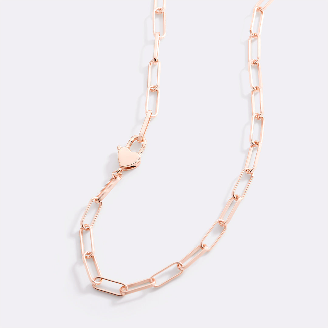 Heart Padlock Necklace in rose gold tone