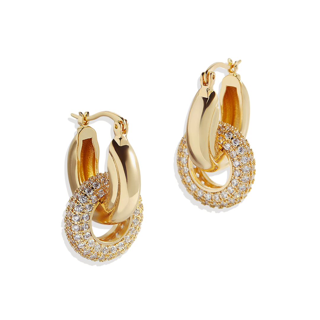 Pave Interlock Hoop Earrings — Vanny Jewels