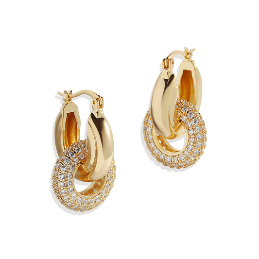 Pave Interlock Hoop Earrings — Vanny Jewels