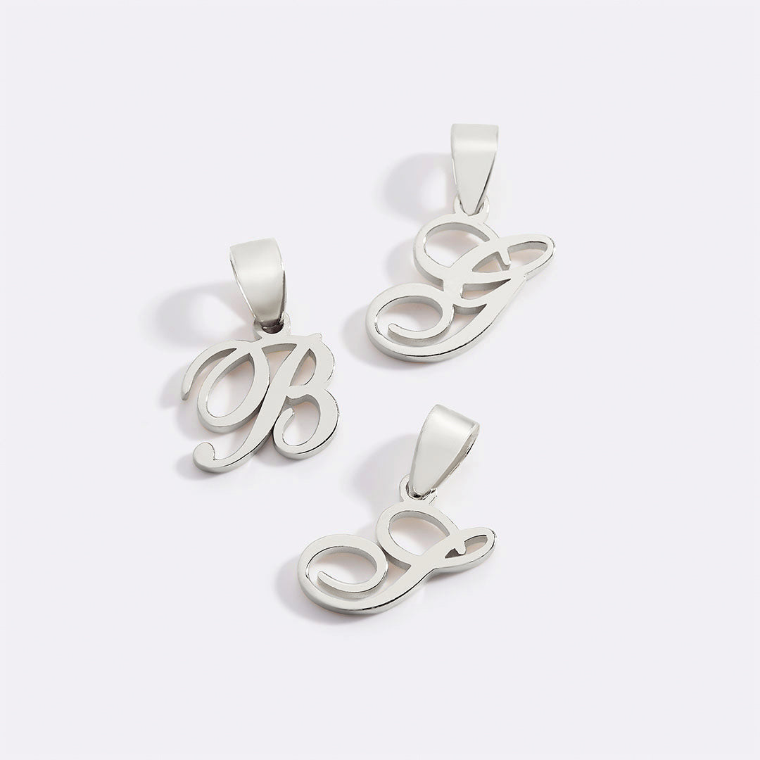 Romantic Initial Charm Pendant in 925 sterling silver