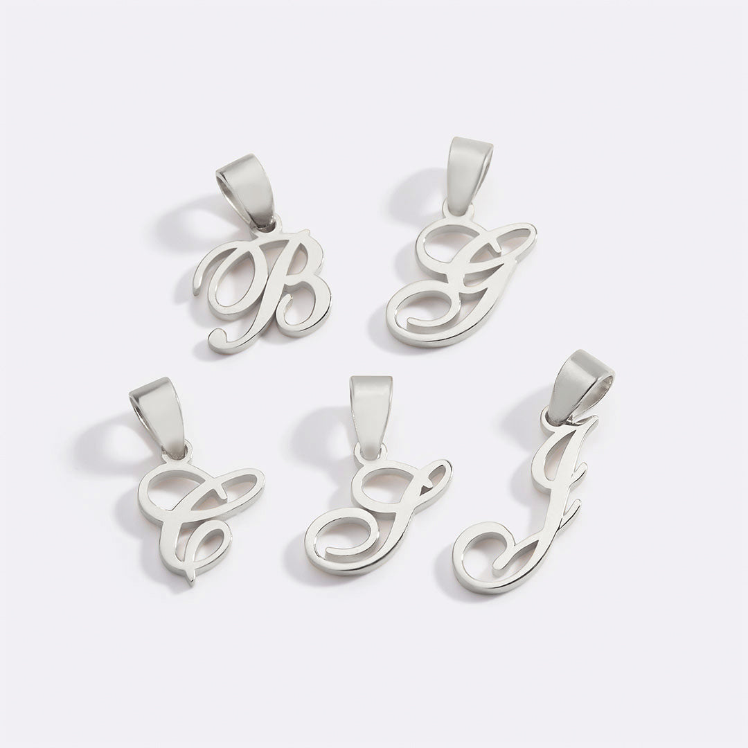 Romantic Initial Charm Pendant in 925 sterling silver