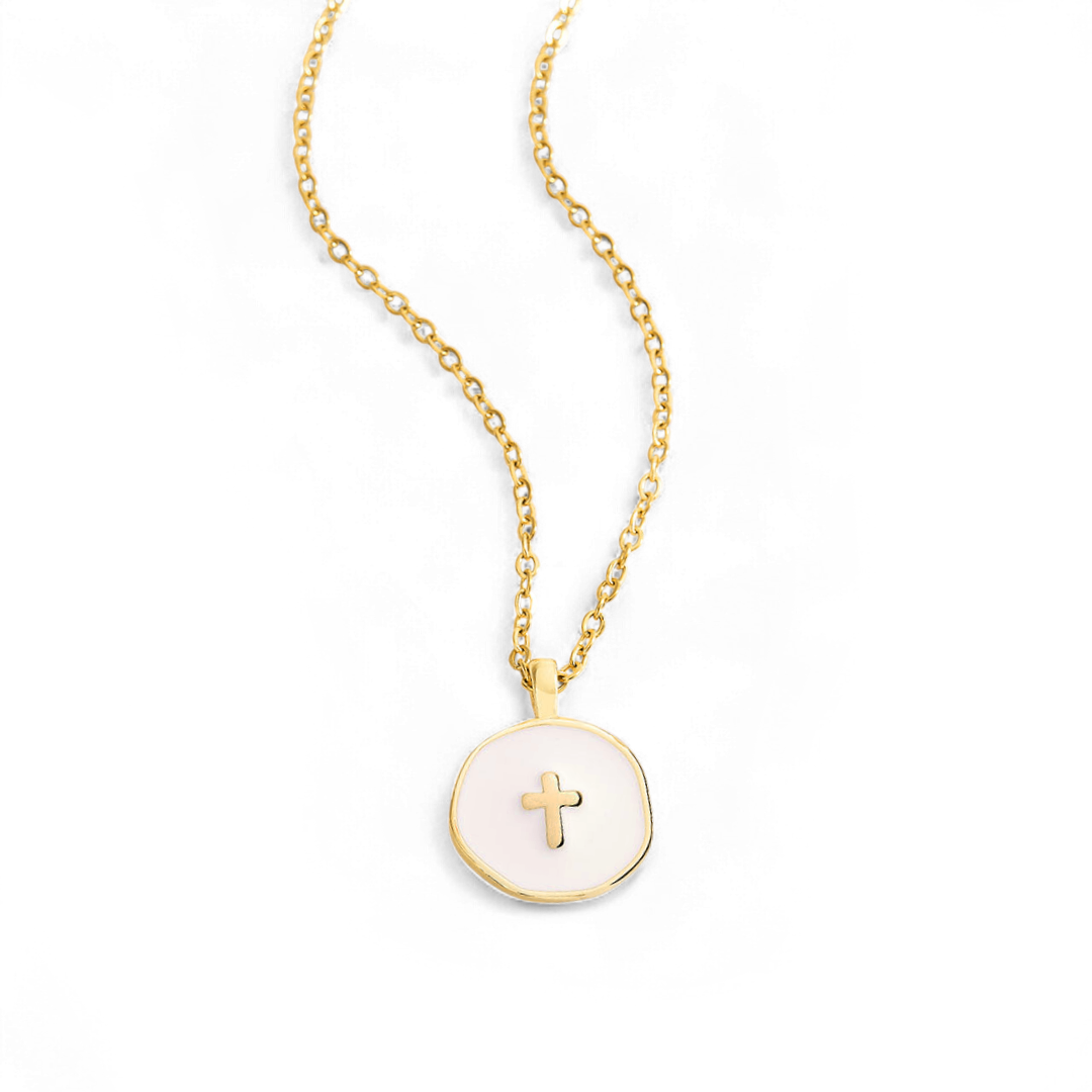 Minimalist Enamel Cross Pendant necklace — Vanny Jewels