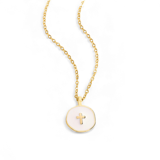 Minimalist Enamel Cross Pendant necklace — Vanny Jewels