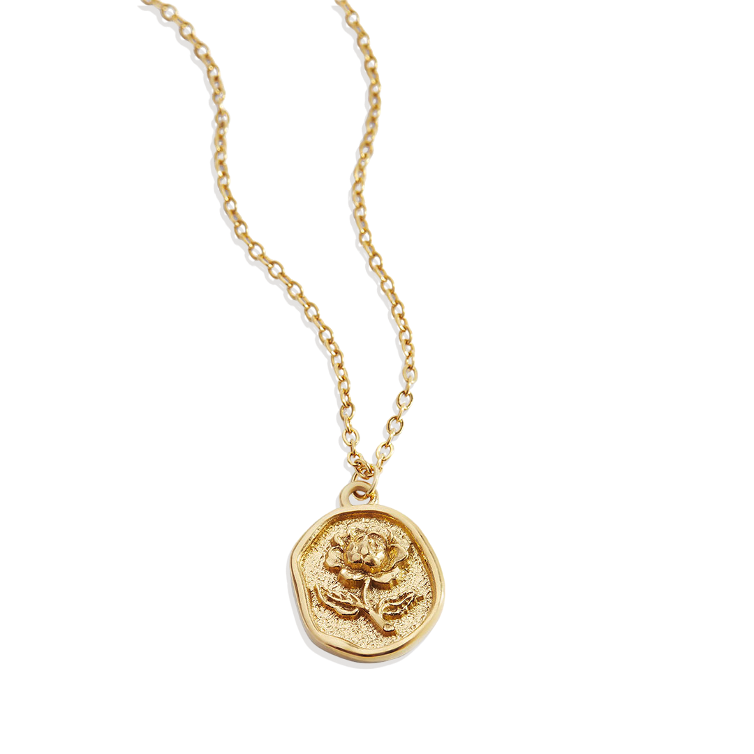 Stamped Rose Pendant Necklace — Vanny Jewels