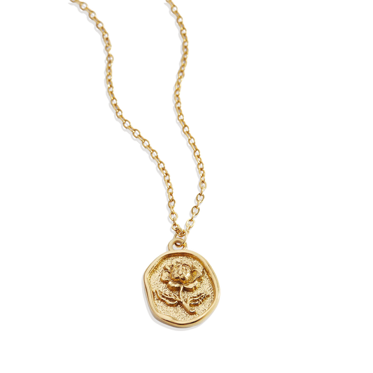 Stamped Rose Pendant Necklace — Vanny Jewels