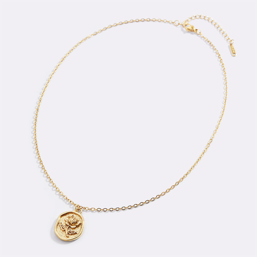 Collana Pendente Rosa Stampata