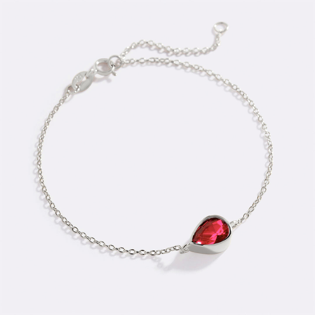 Teardrop Birthstone Bracelet in 925 sterling silver with January birthstone