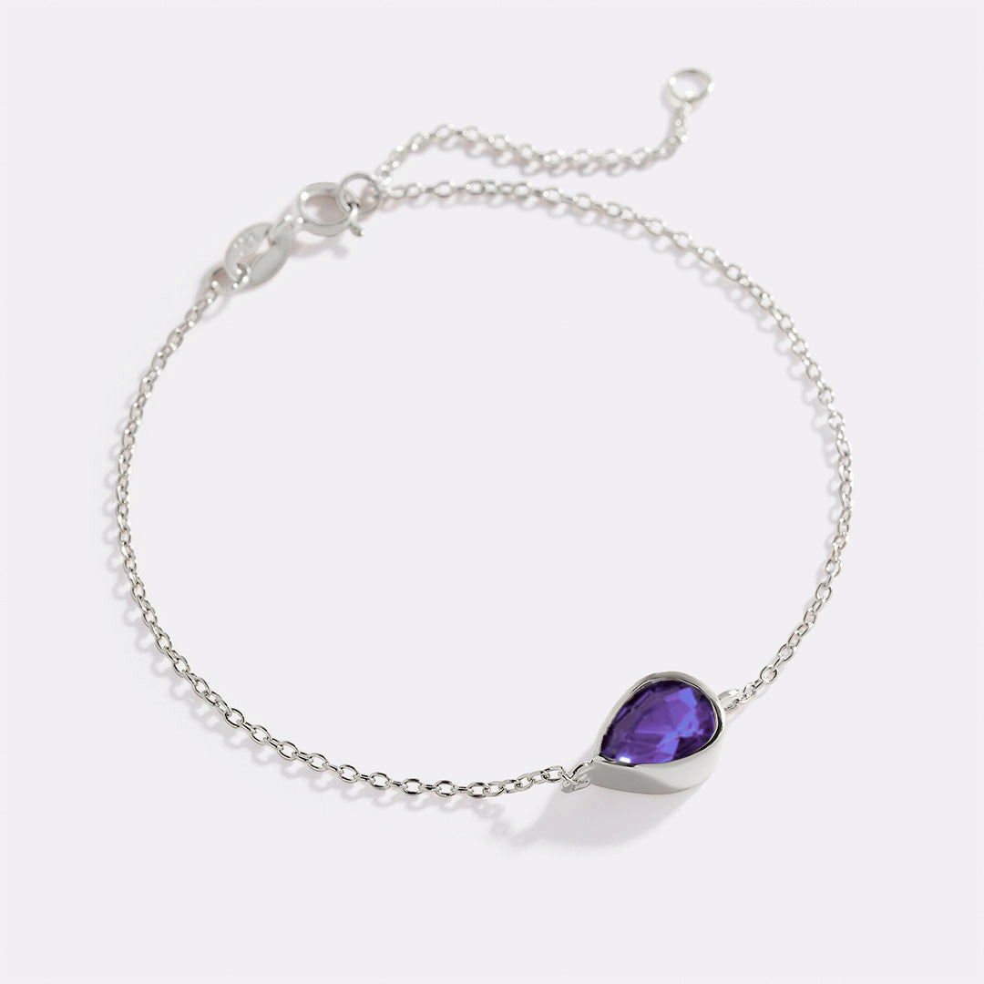 Teardrop Birthstone Bracelet in 925 sterling silver with June birthstone