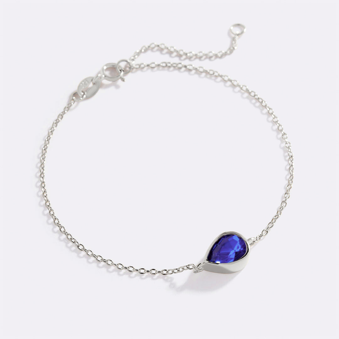 Teardrop Birthstone Bracelet in 925 sterling silver with September birthstone