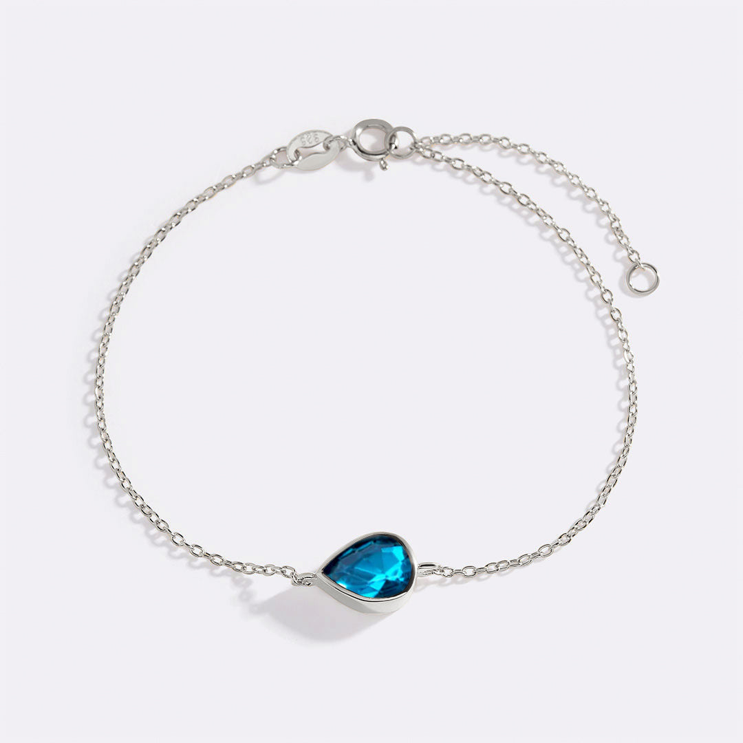 Teardrop Birthstone Bracelet in 925 sterling silver with December birthstone