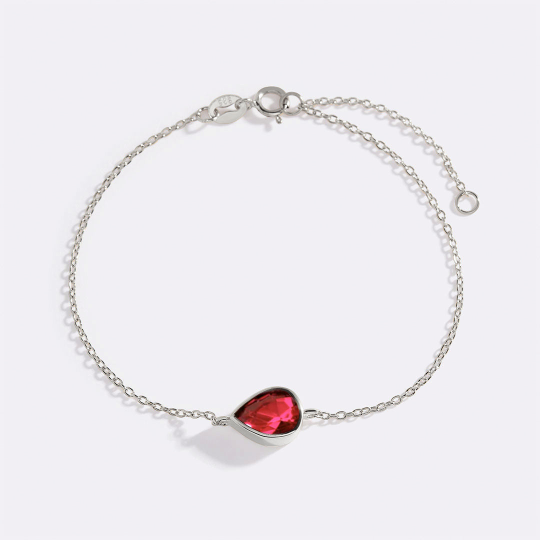 Teardrop Birthstone Bracelet in 925 sterling silver with January birthstone