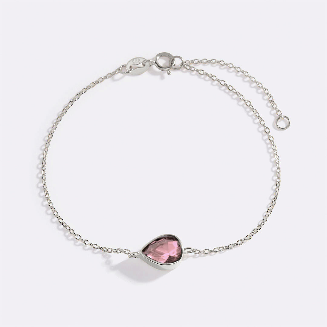 Teardrop Birthstone Bracelet in 925 sterling silver with October birthstone