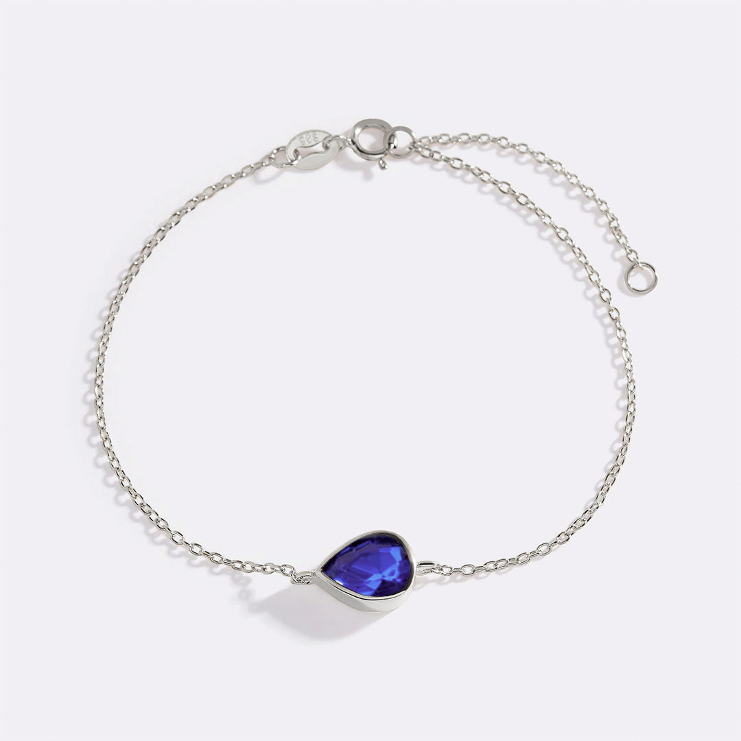 Teardrop Birthstone Bracelet in 925 sterling silver with September birthstone