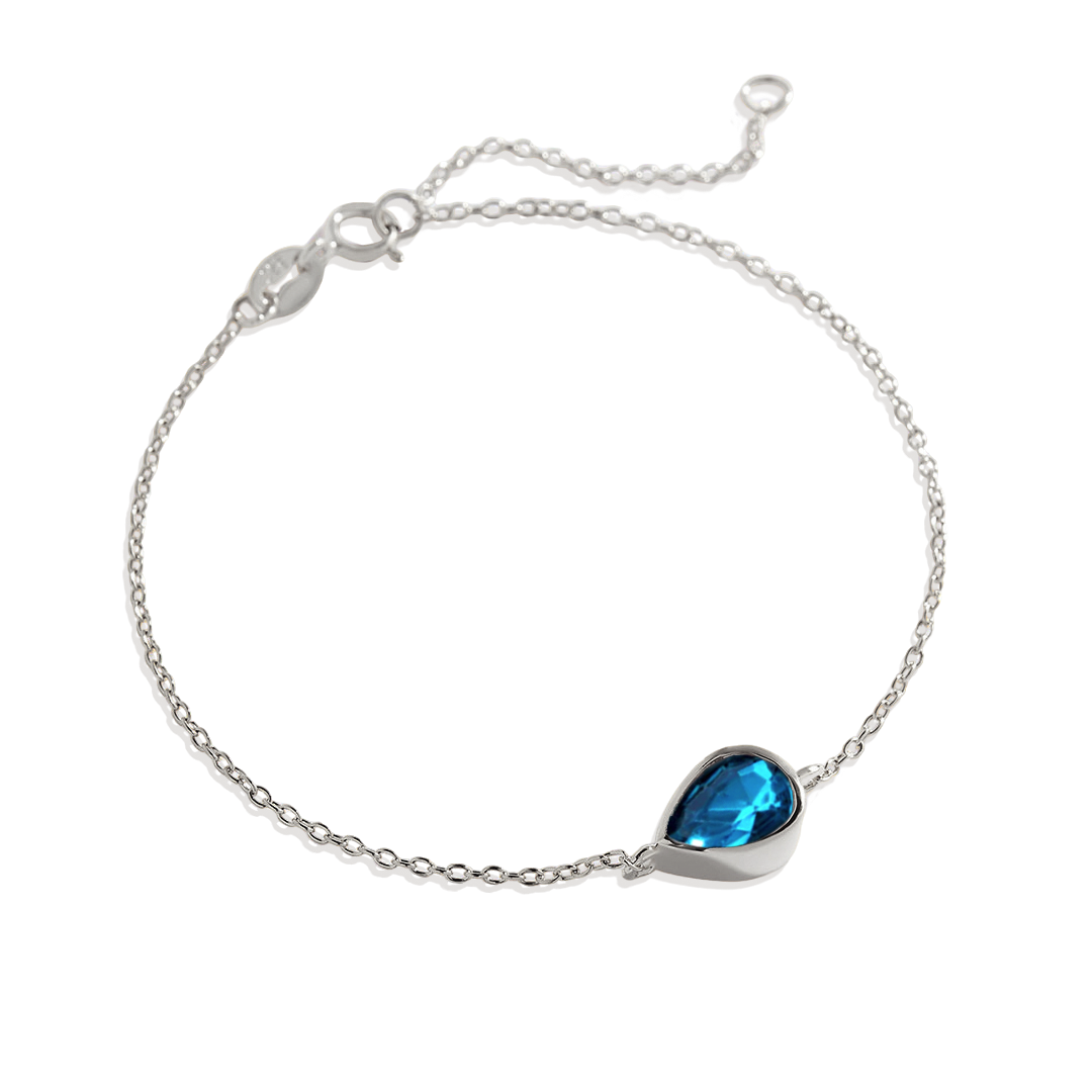 Teardrop Birthstone Bracelet in 925 Sterling Silver — Vanny Jewels