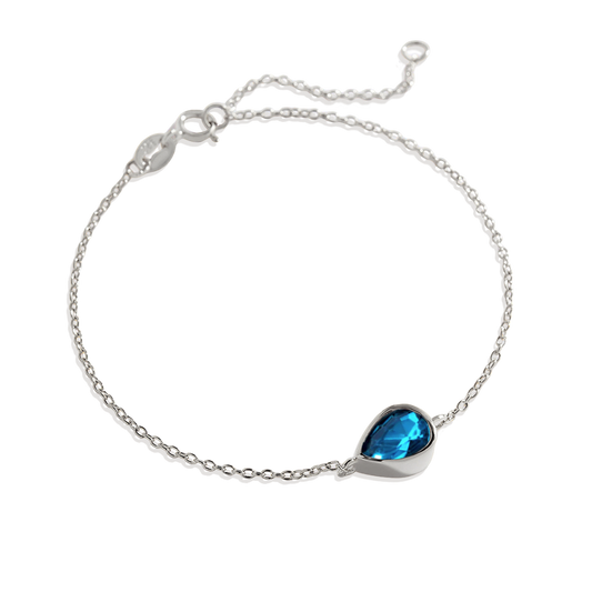 Teardrop Birthstone Bracelet in 925 Sterling Silver — Vanny Jewels