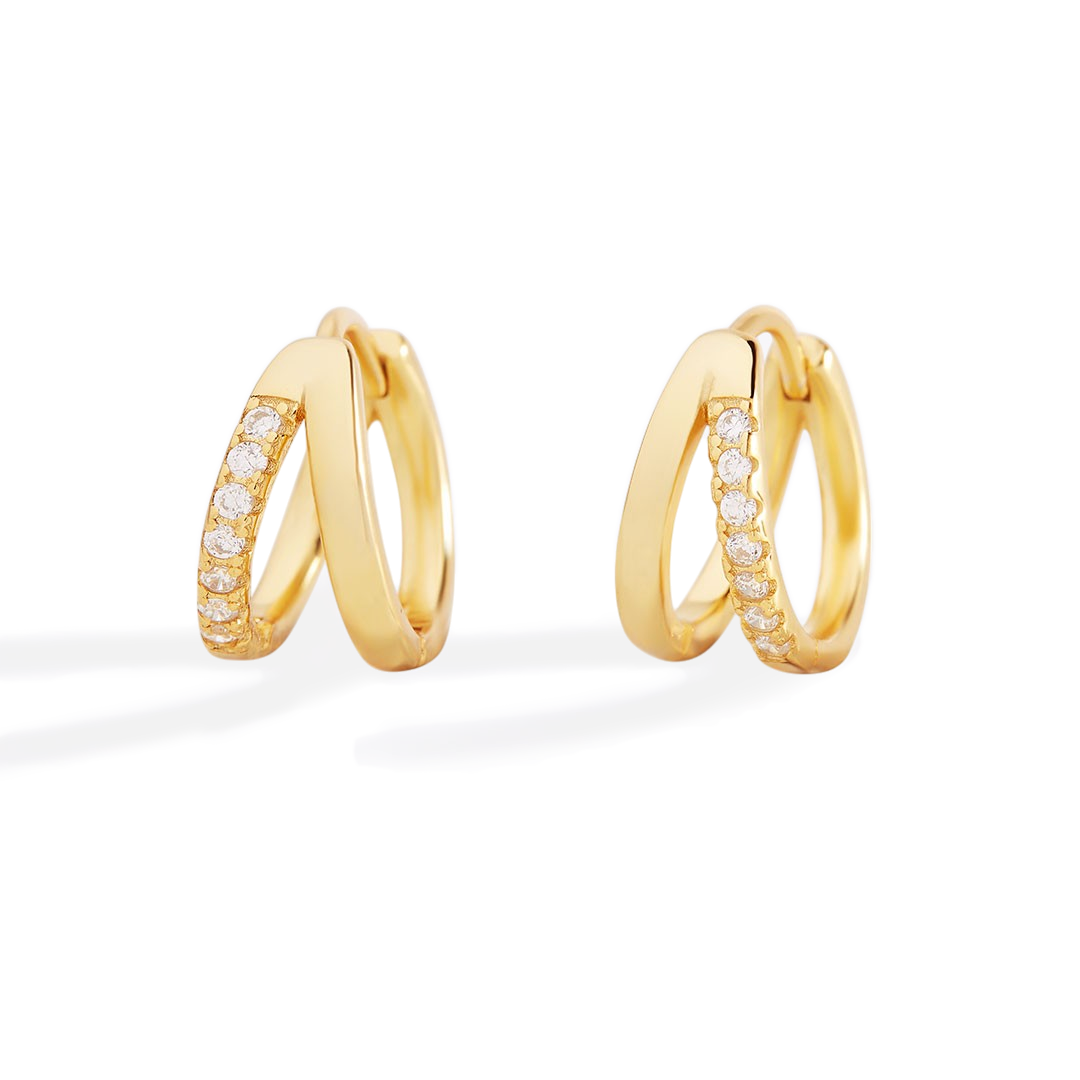 The Luna Double Huggies earrings — Vanny Jewels