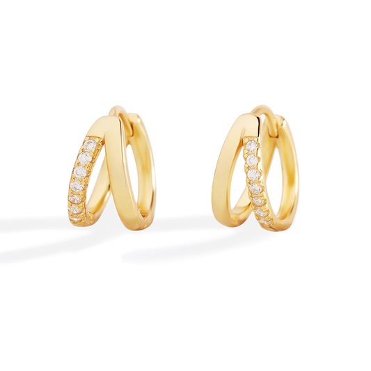 The Luna Double Huggies earrings — Vanny Jewels