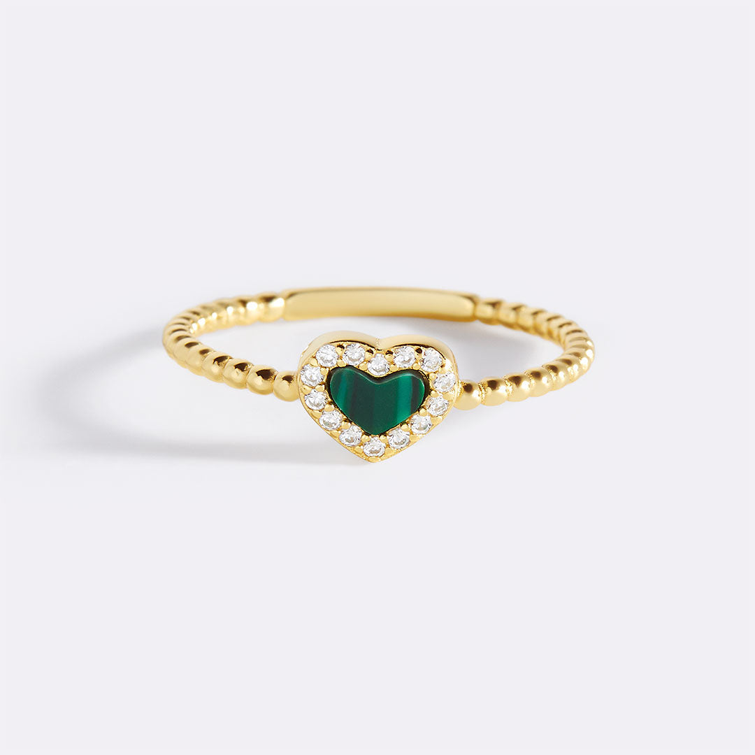 Anello a Fascia con Cuore in Gemma Minuscola