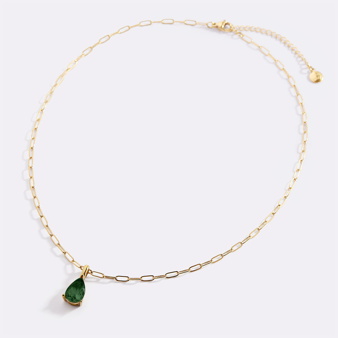 Geburtsstein-Anhänger-Halskette mit filigraner Paperclip-Kette