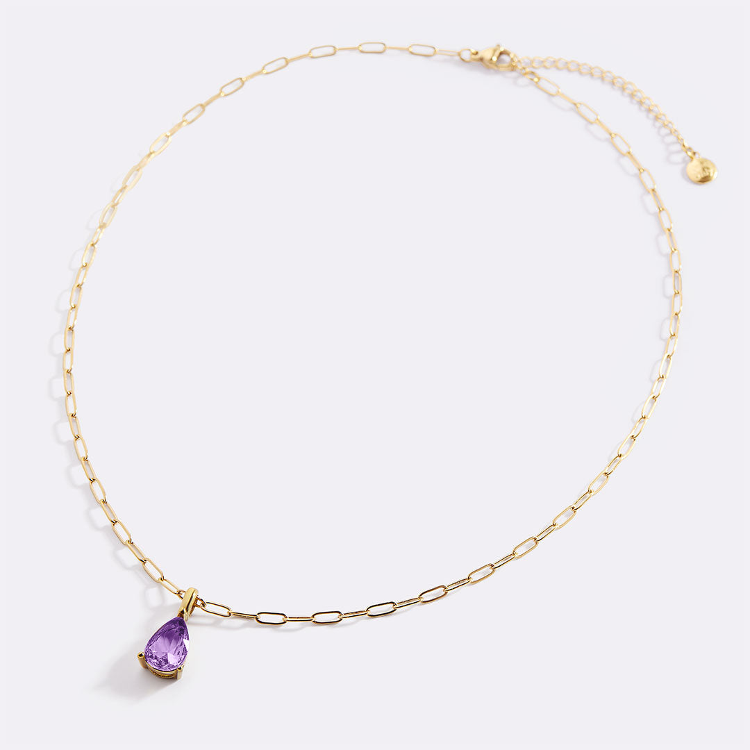Geburtsstein-Anhänger-Halskette mit filigraner Paperclip-Kette