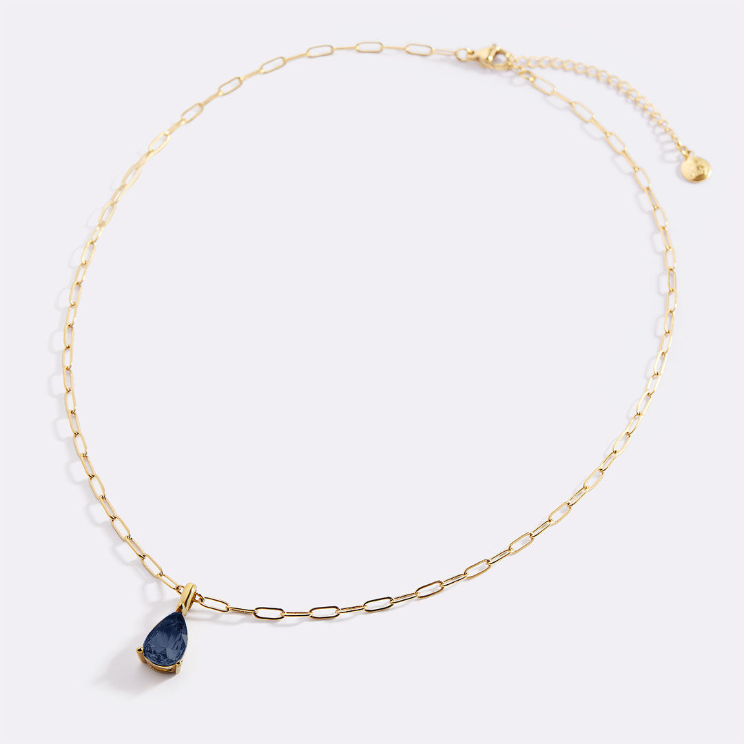 Geburtsstein-Anhänger-Halskette mit filigraner Paperclip-Kette