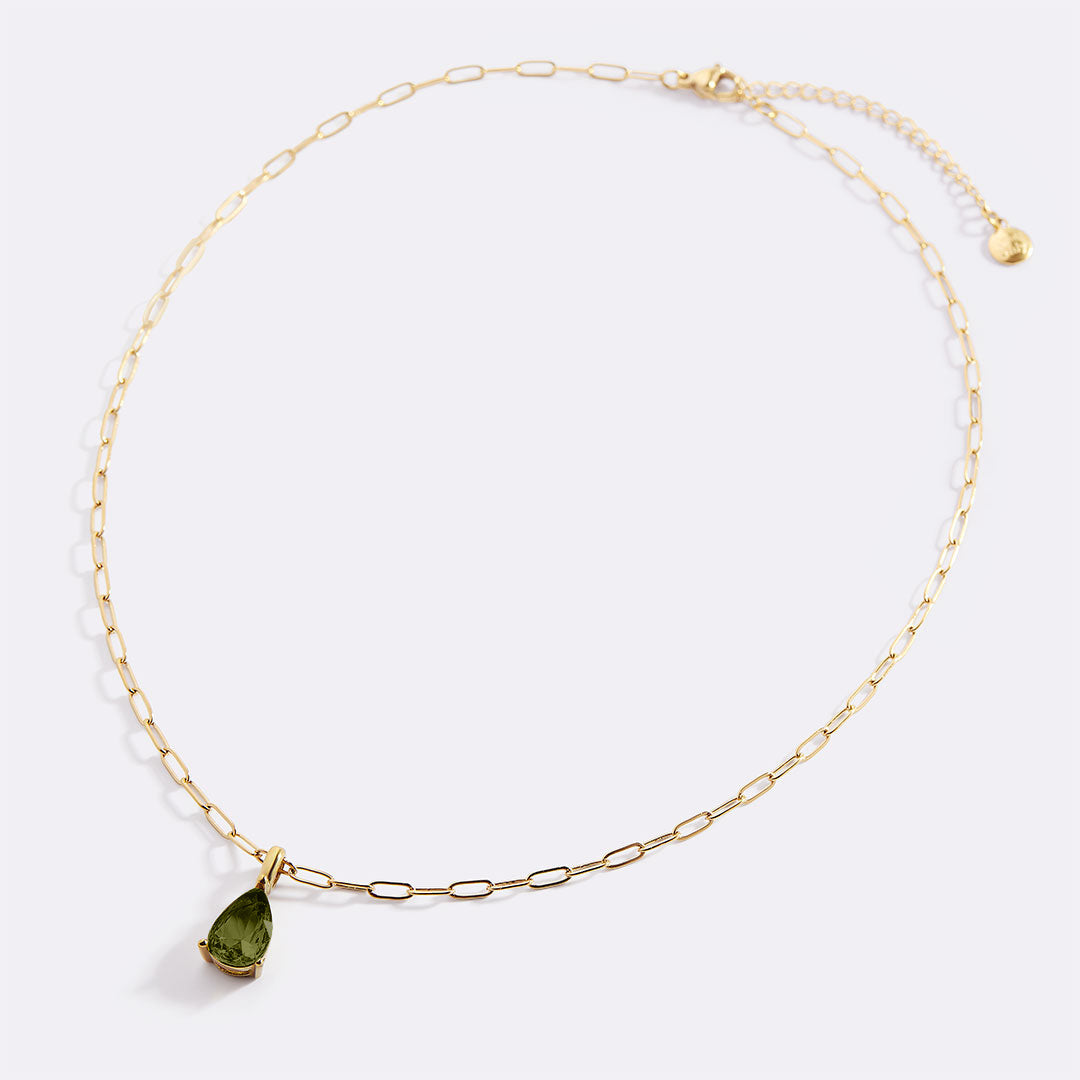 Geburtsstein-Anhänger-Halskette mit filigraner Paperclip-Kette