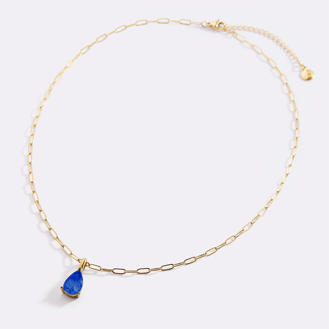Geburtsstein-Anhänger-Halskette mit filigraner Paperclip-Kette