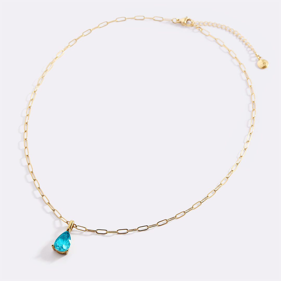 Geburtsstein-Anhänger-Halskette mit filigraner Paperclip-Kette