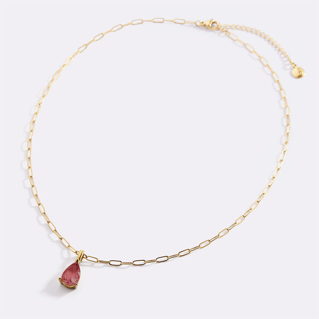 Geburtsstein-Anhänger-Halskette mit filigraner Paperclip-Kette