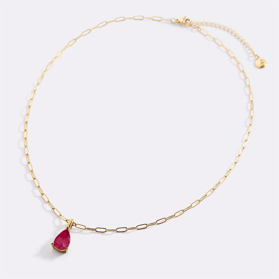 Geburtsstein-Anhänger-Halskette mit filigraner Paperclip-Kette