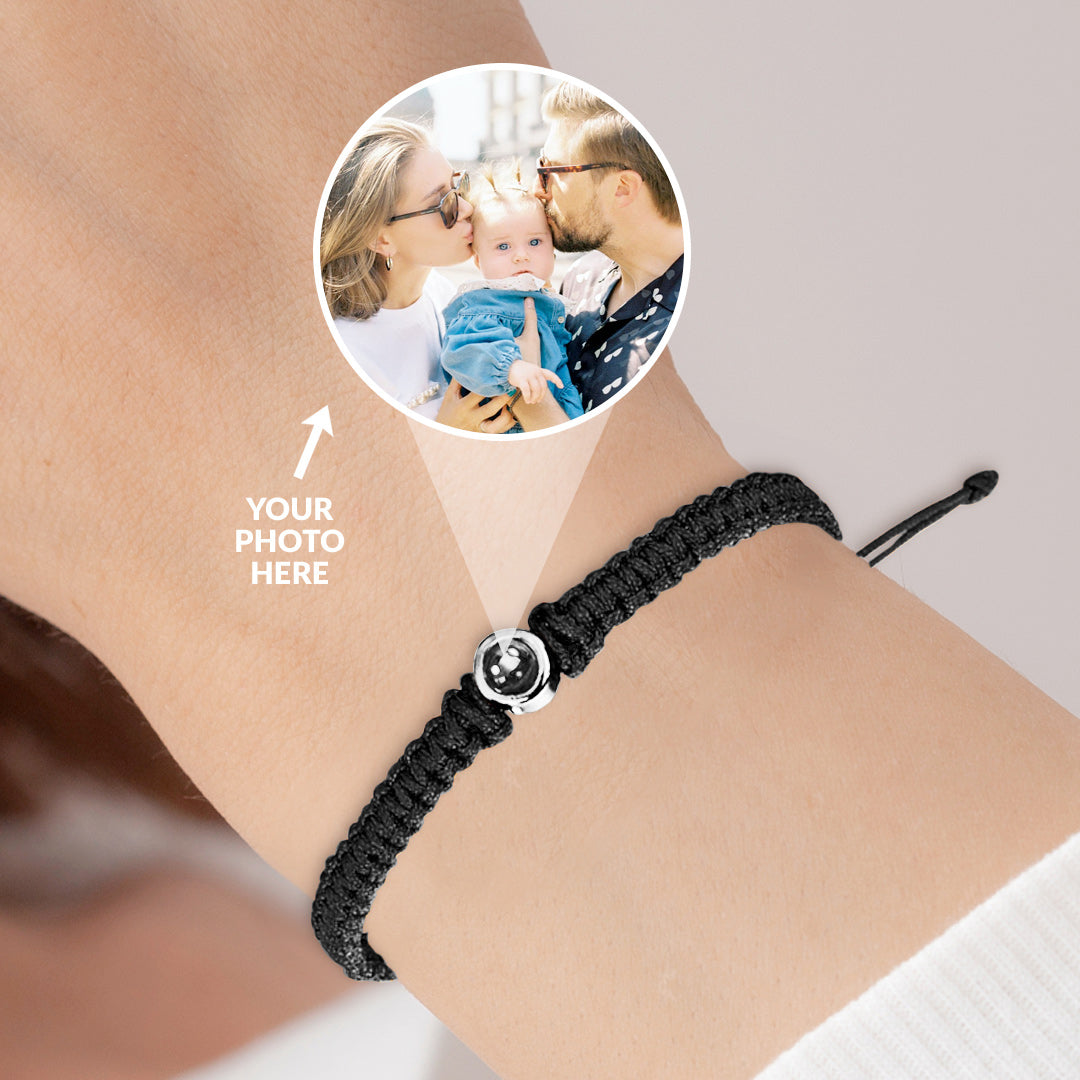 Personalized Braided Photo Bracelet in 925 sterling silver