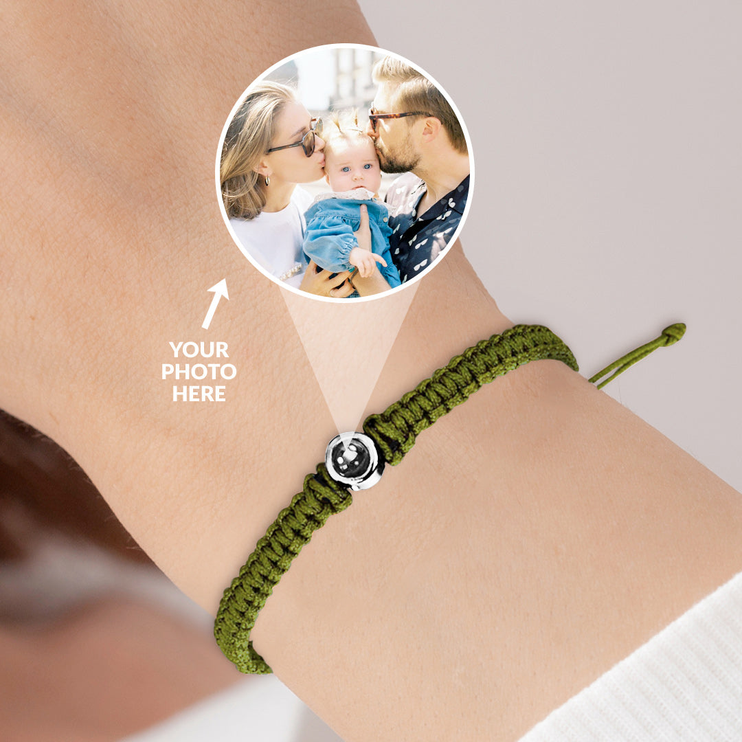 Personalized Braided Photo Bracelet in 925 sterling silver