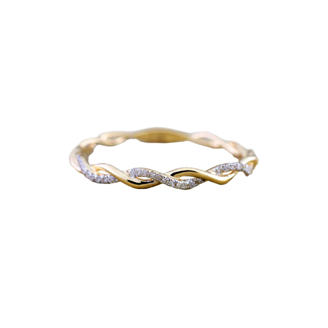 Zierlicher Stapelring mit Pavé-Twist
