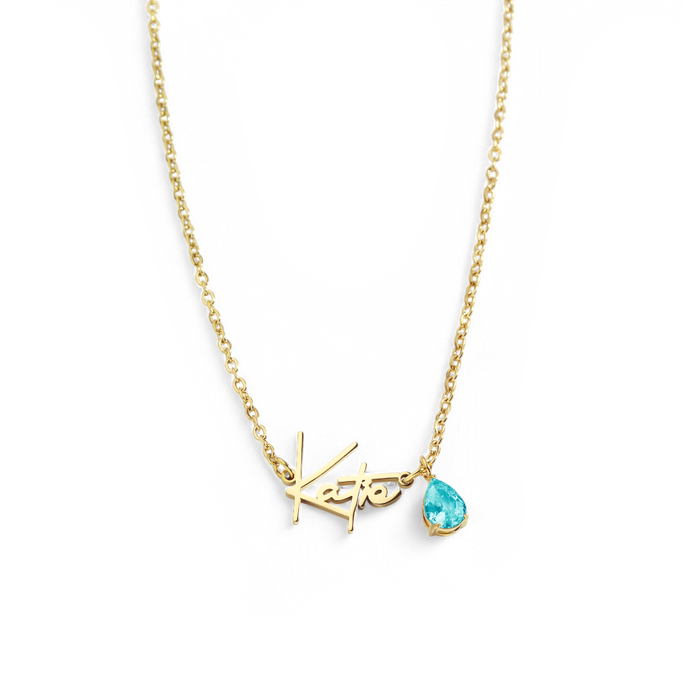 Handmade Birthstone Name Necklace — Vanny Jewels