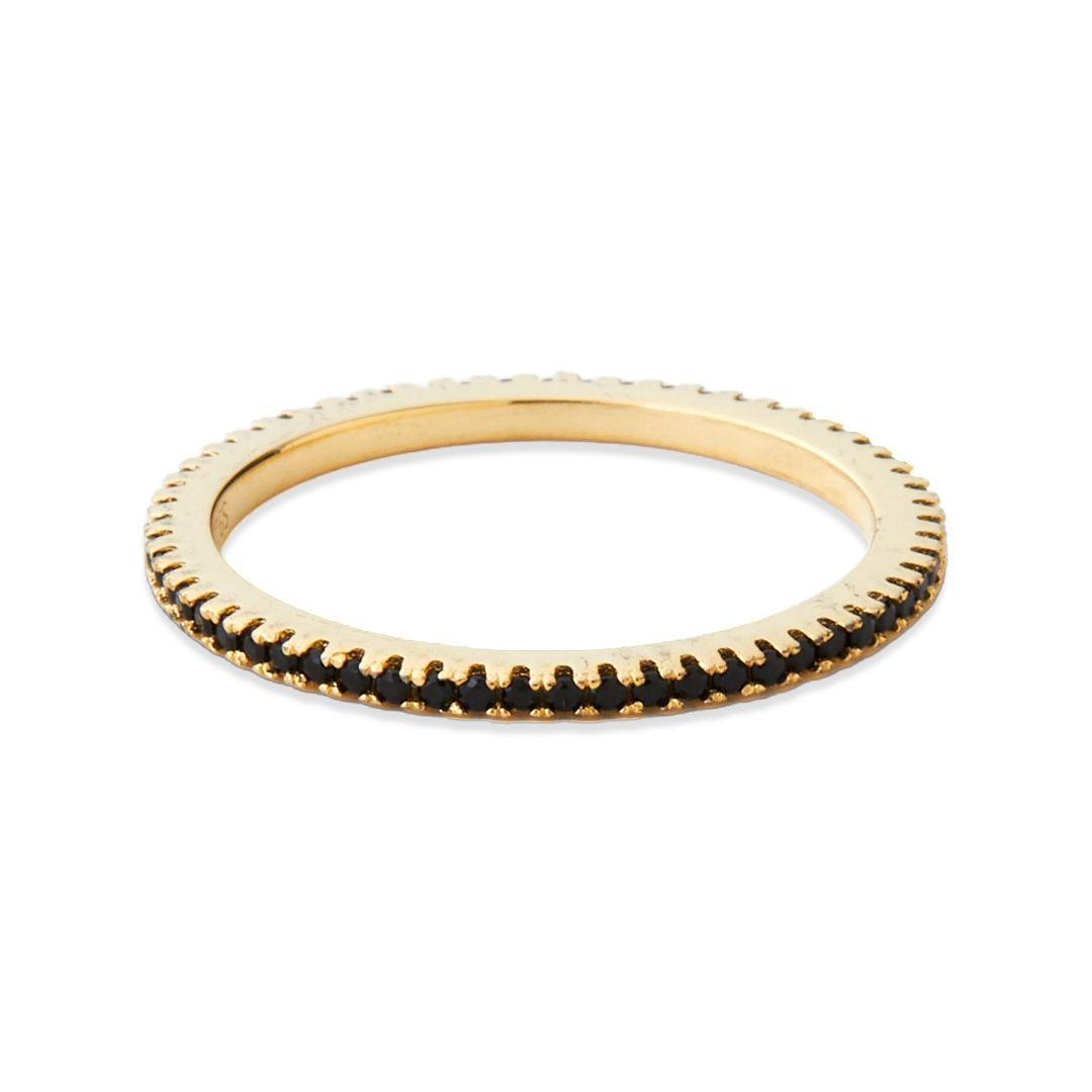 Black Diamond Eternity Stacking Ring in gold tone