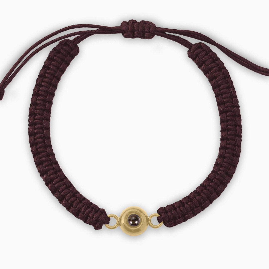 Personalized Braided Photo Bracelet in gold tone