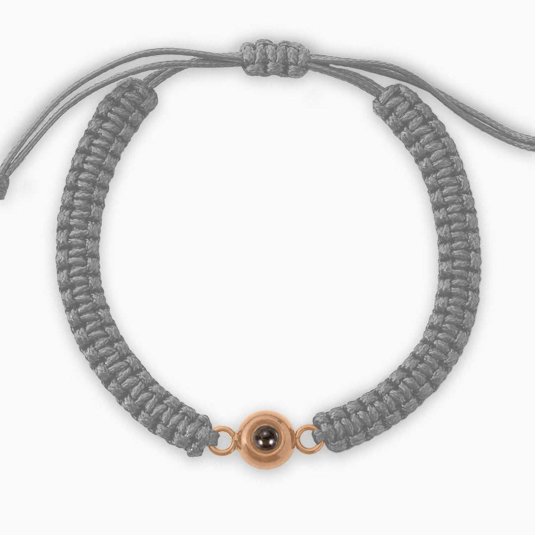 Personalized Braided Photo Bracelet in rose gold tone