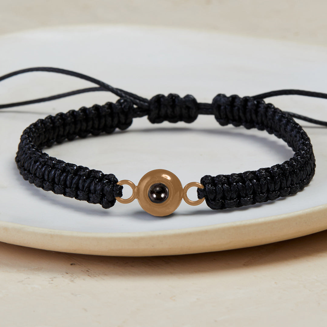 Personalized Braided Photo Bracelet in rose gold tone