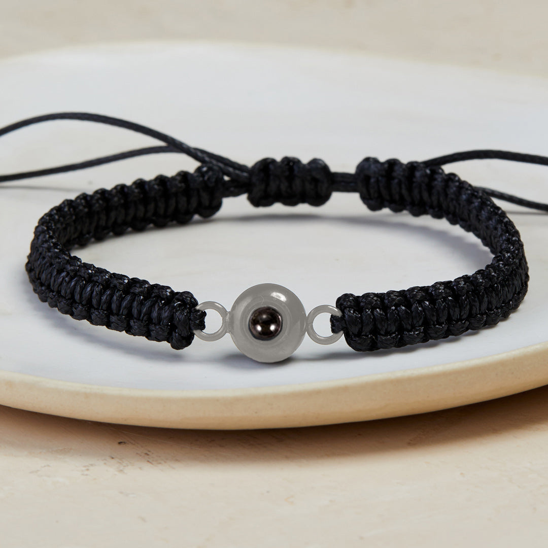 Personalized Braided Photo Bracelet in 925 sterling silver