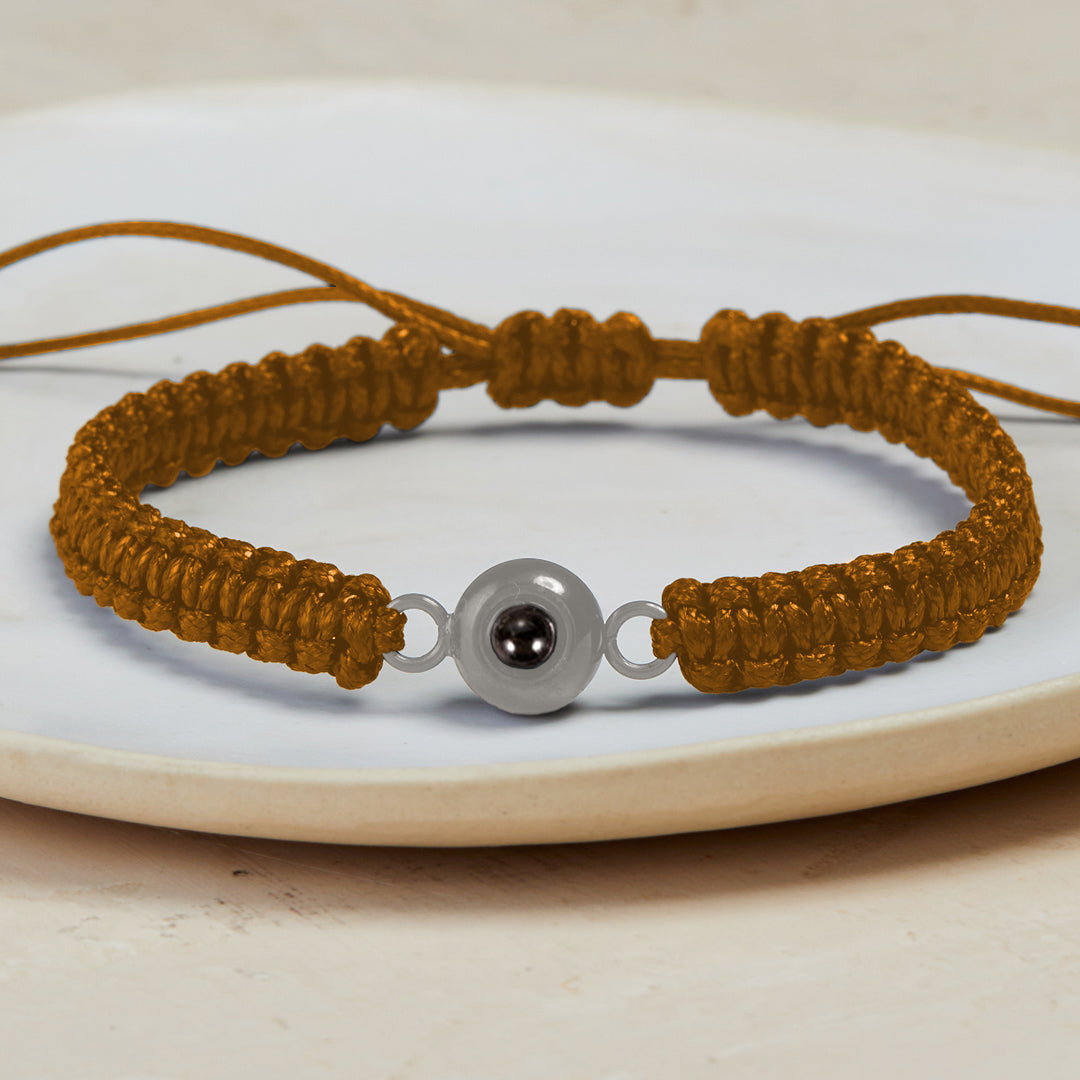 Personalized Braided Photo Bracelet in 925 sterling silver